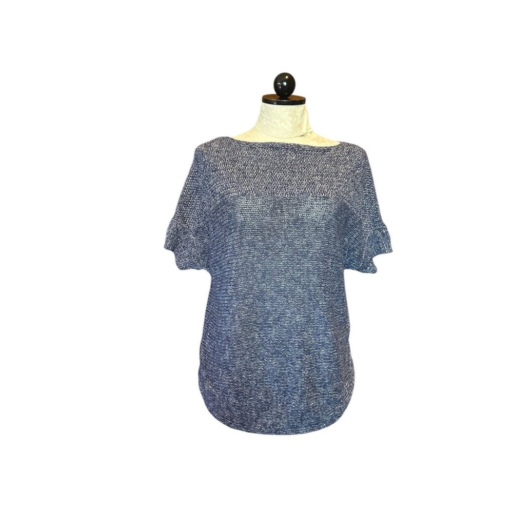 Tommy Bahama Paradise Sun Textured Linen Blend Blue Oversized Pullover‎ Sz S